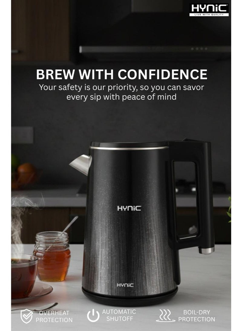 Hynic 1.8L Double Wall Electric Kettle – 1500W Fast Boil, 304 Food-Grade Stainless Steel & Cool-Touch Safety Design - Image 5